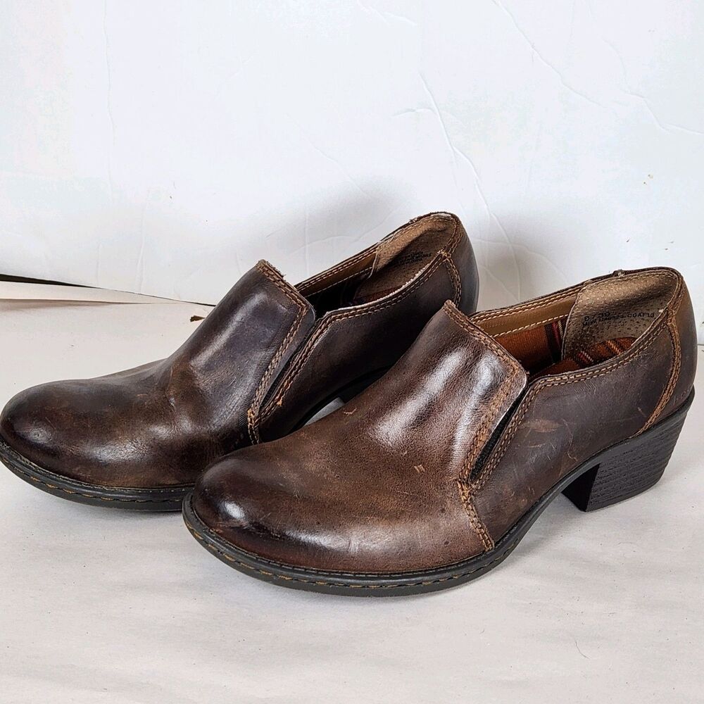 BOC Born‎ Concepts  Shoe Womens 8 Brown Leather Slip On Ankle Bootie western